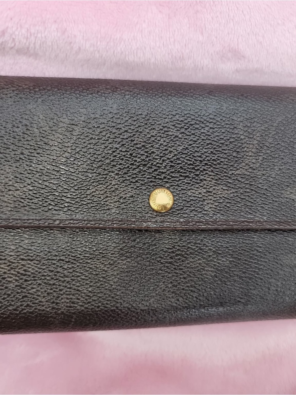 Louis Vuitton Brown Textured Leather Continental Wallet with Gold Snap